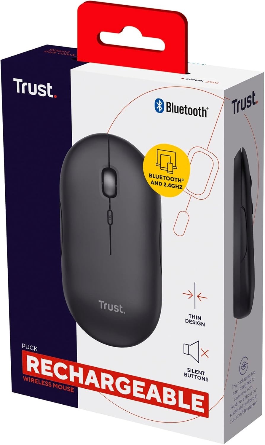 Rechargeable Wireless Mouse Bluetooth 2.4GHz Silent Slim
