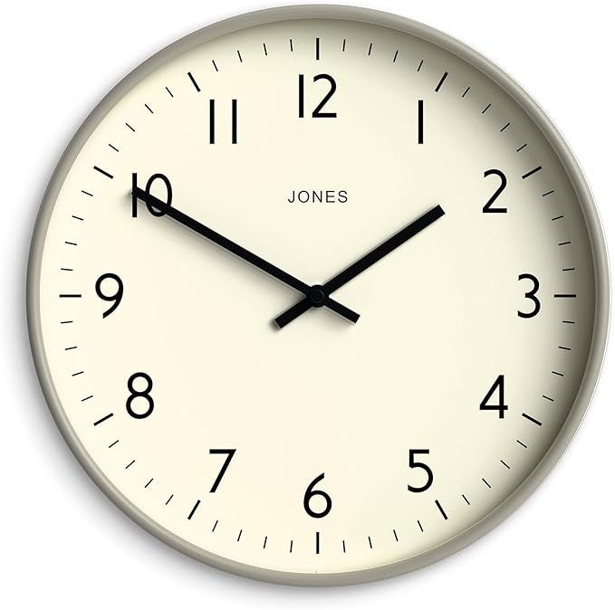 Modern 30cm Grey Wall Clock Silent Non-Ticking Easy Read Numbers Home Office