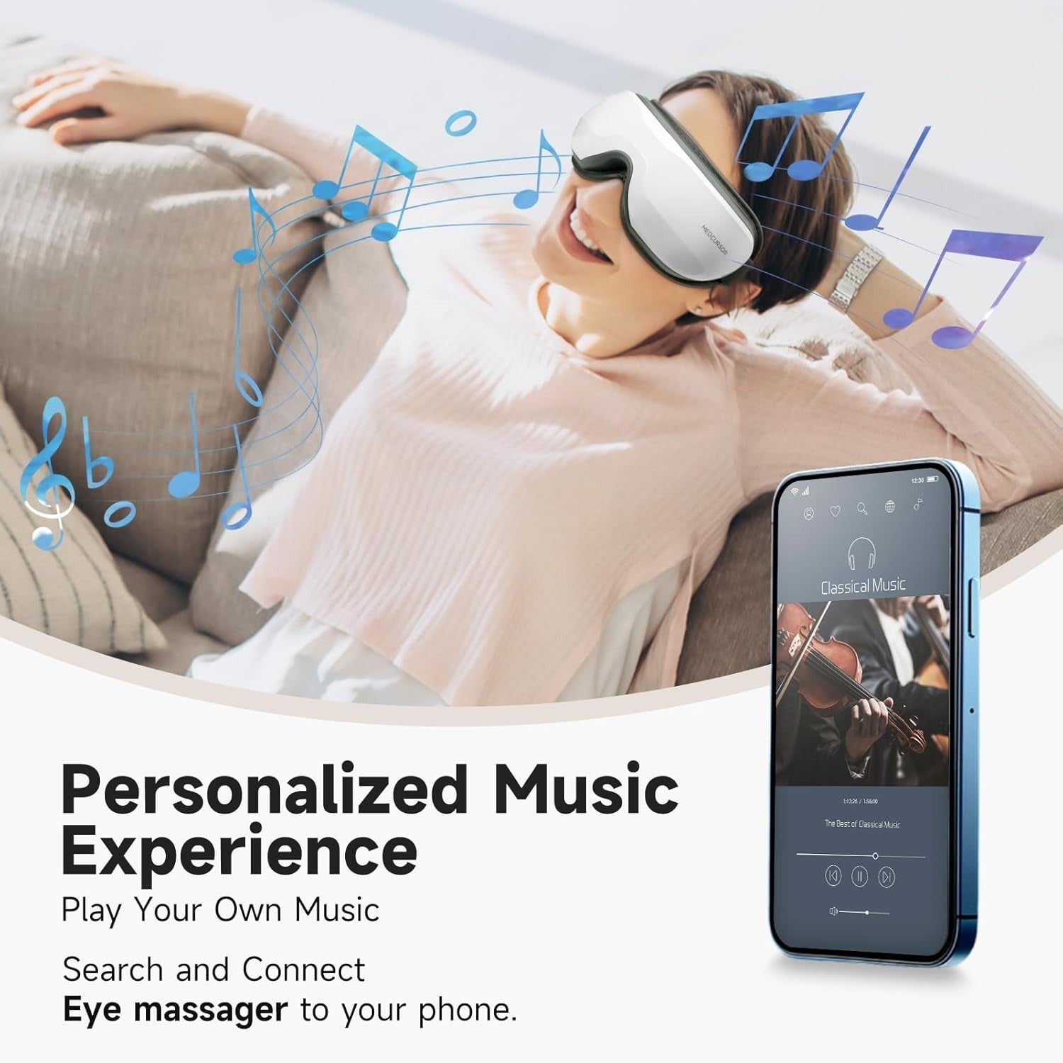 Heated Eye Massager Compression Music Sleep Aid Dry Eye Relief