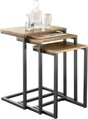 Space Saving Nesting Coffee Tables Set of 3 Engineered Wood & Metal Frame