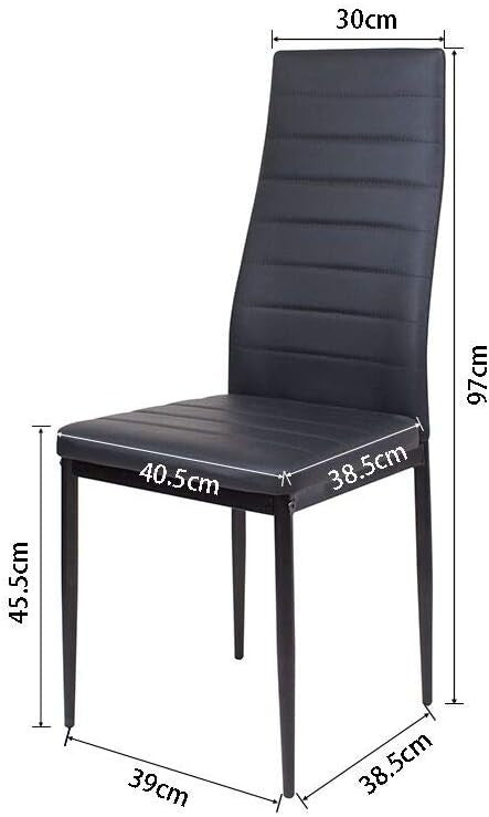 Modern 6-Seater Glass Dining Table with High Back Faux Leather Chairs