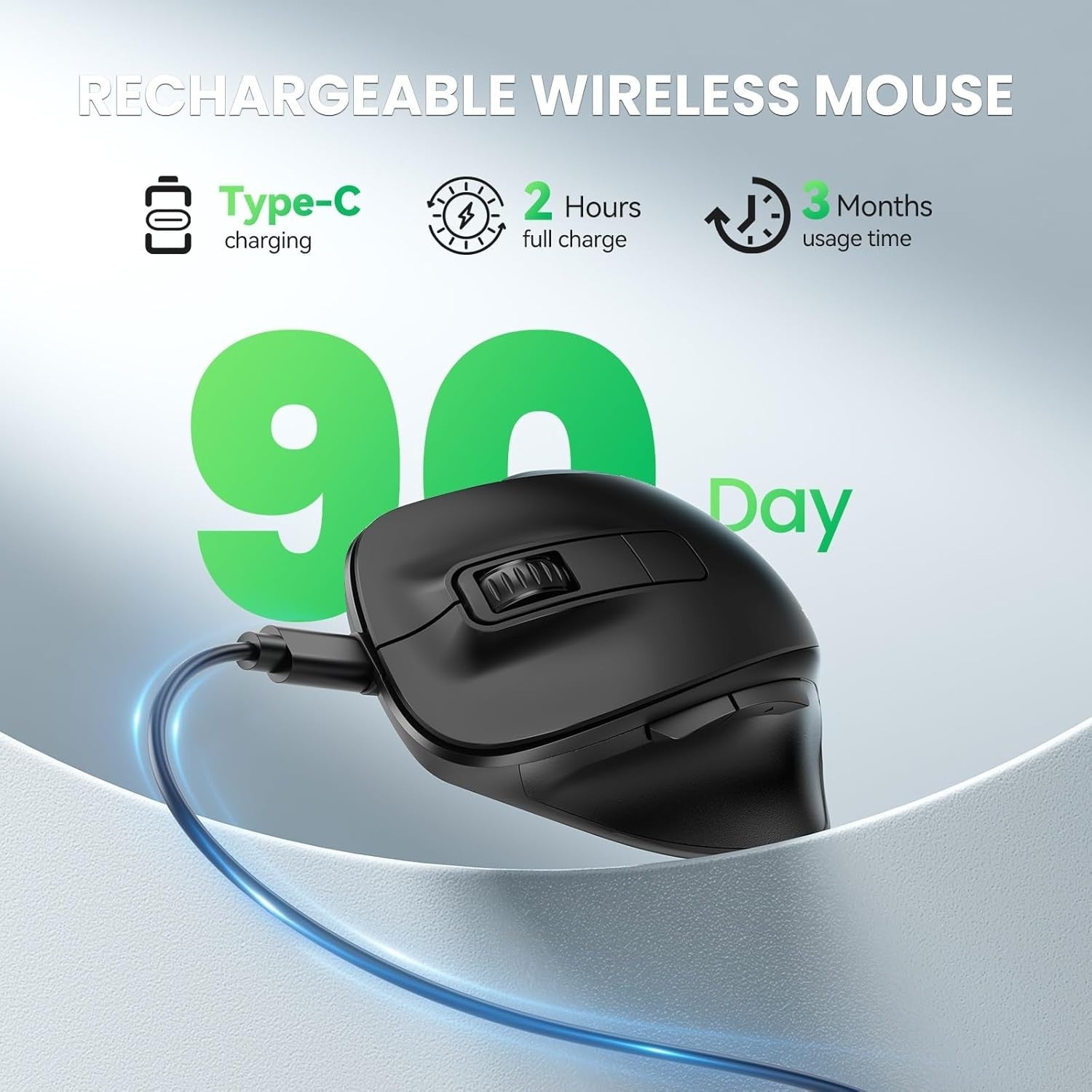 Wireless Bluetooth Mouse 4800 DPI Silent Ergonomic USB Rechargeable