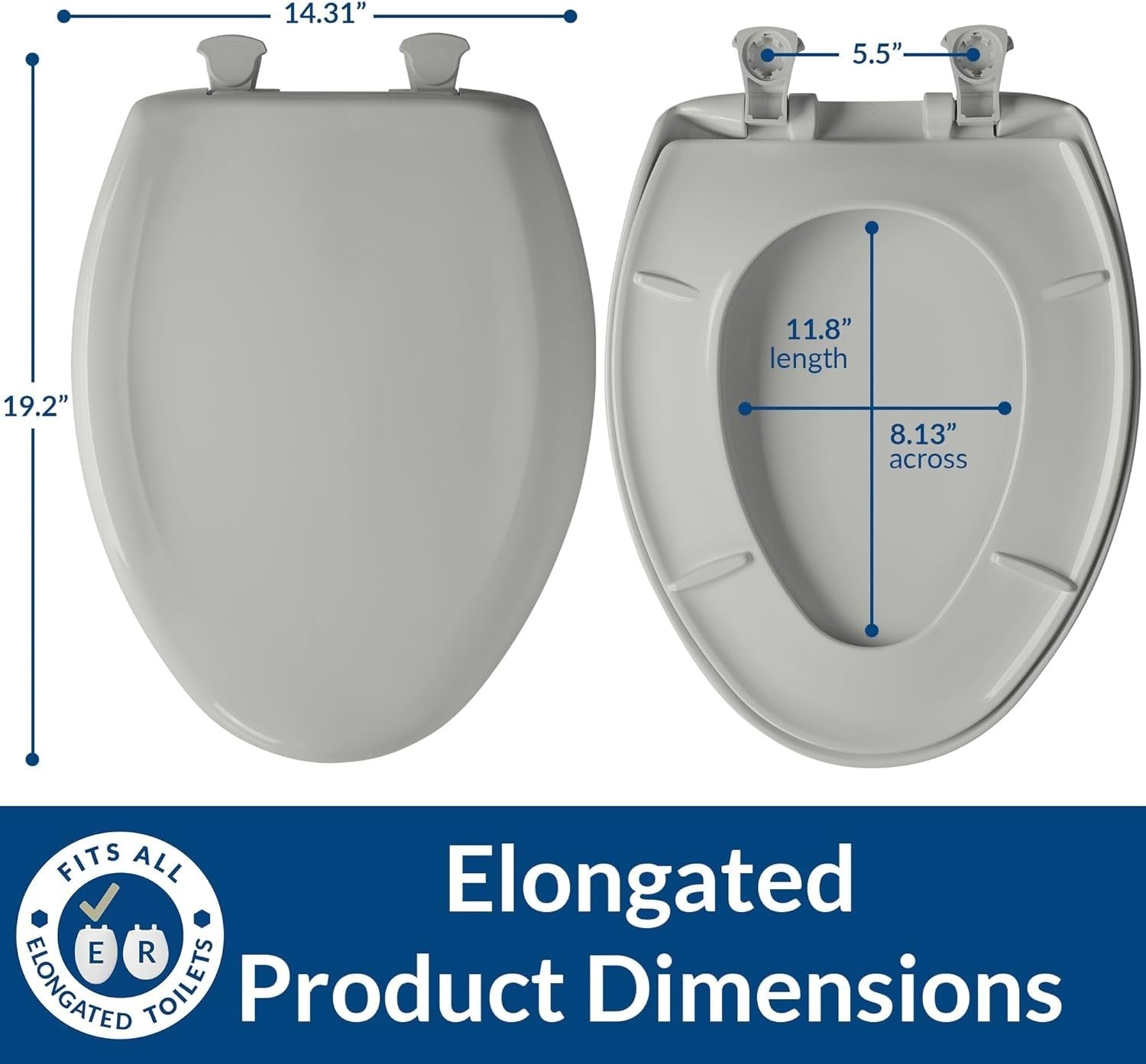 Elongated Toilet Seat Loganberry Soft Close Durable Plastic