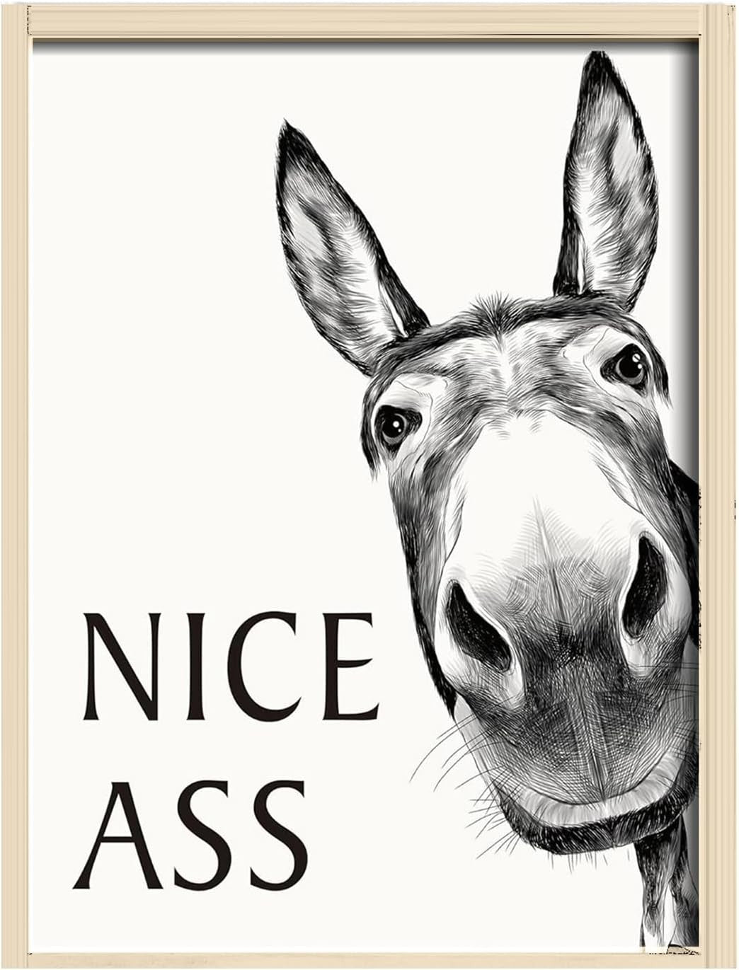 Funny Donkey Canvas Wall Art 12x16 in Black White Animal Quote Decor