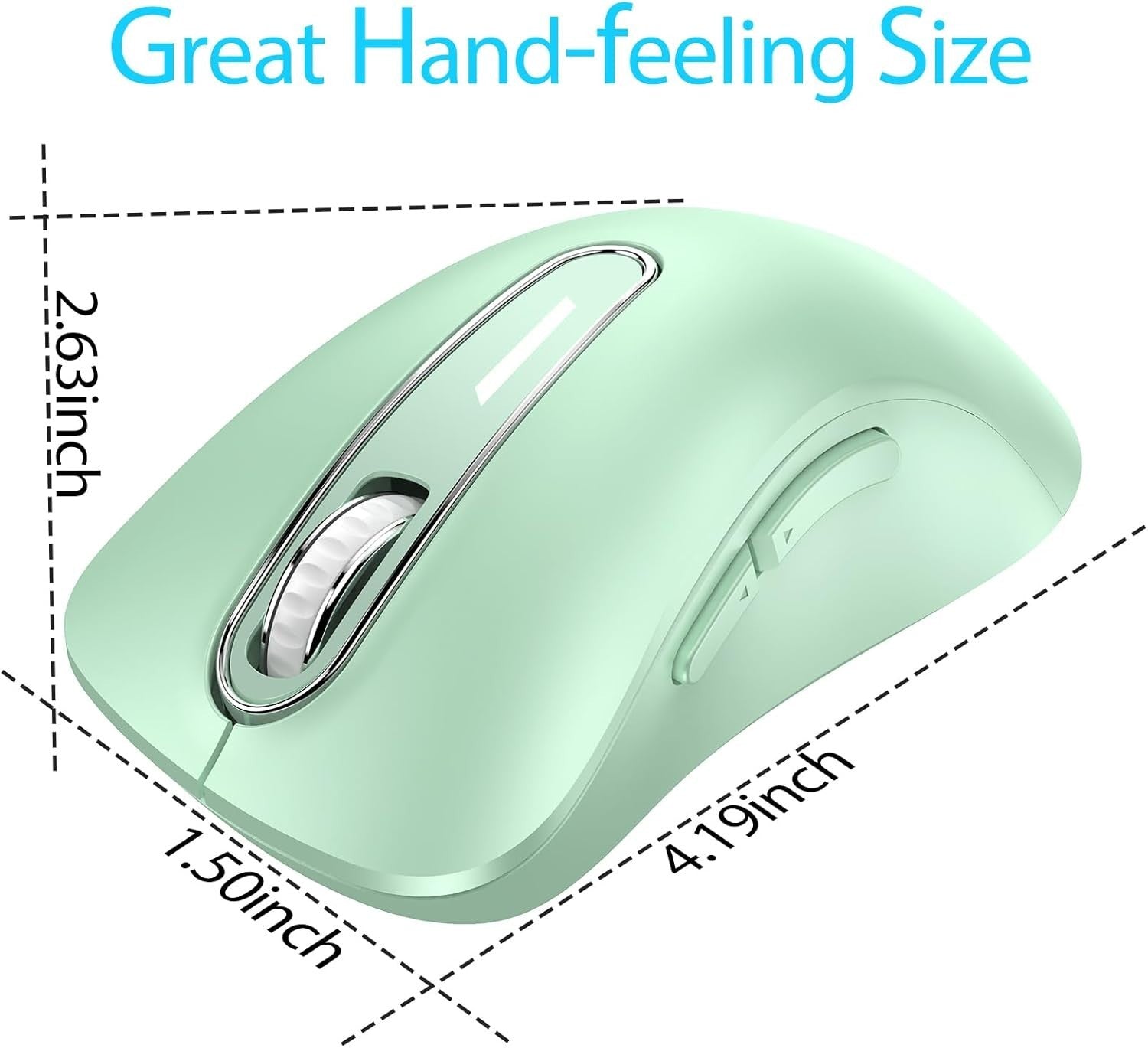Mint Green Wireless Mouse 1400 DPI USB 2.4G 5 Button Laptop PC