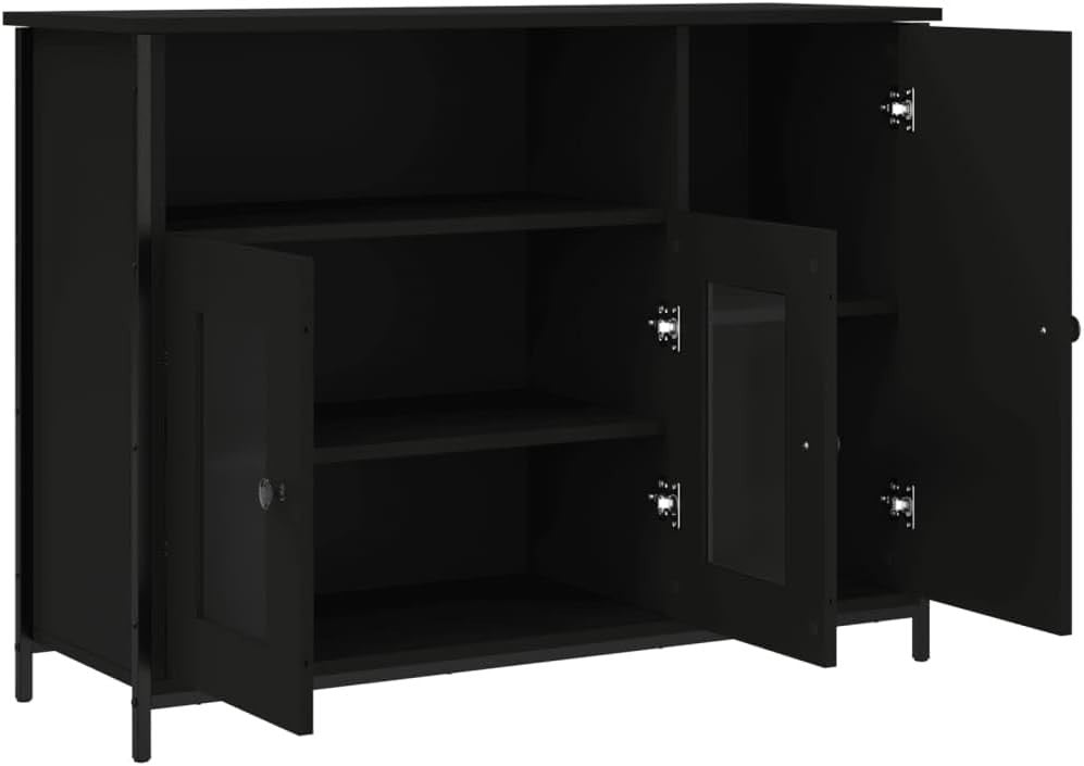 Black Sideboard Storage Cabinet Modern Display Unit for Living Room Hallway
