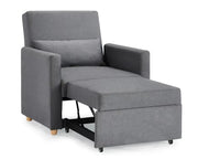 Grey Fabric Single Chair Sofa Bed Armchair Recliner Pull Out Sleeper UK