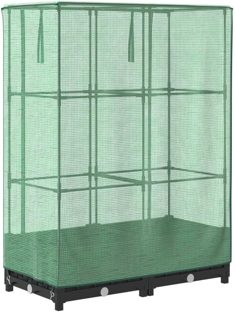 Raised Bed Planter with Greenhouse Cover 80x40x123cm | Rattan Look Polypropylene