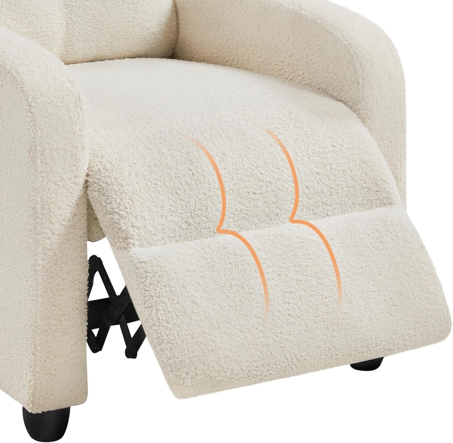 Ivory Boucle Recliner Armchair Sofa Lounge Chair Soft Adjustable Seat