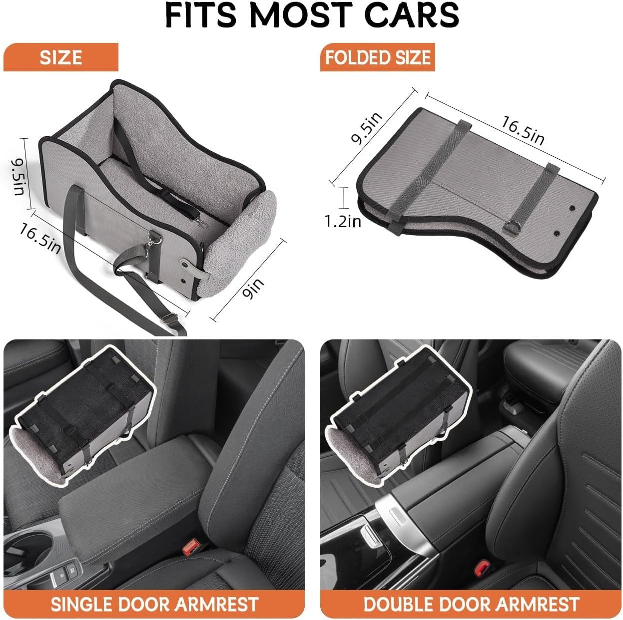 Pet Car Booster Seat Carrier Small Dog Cat Centre Armrest Waterproof
