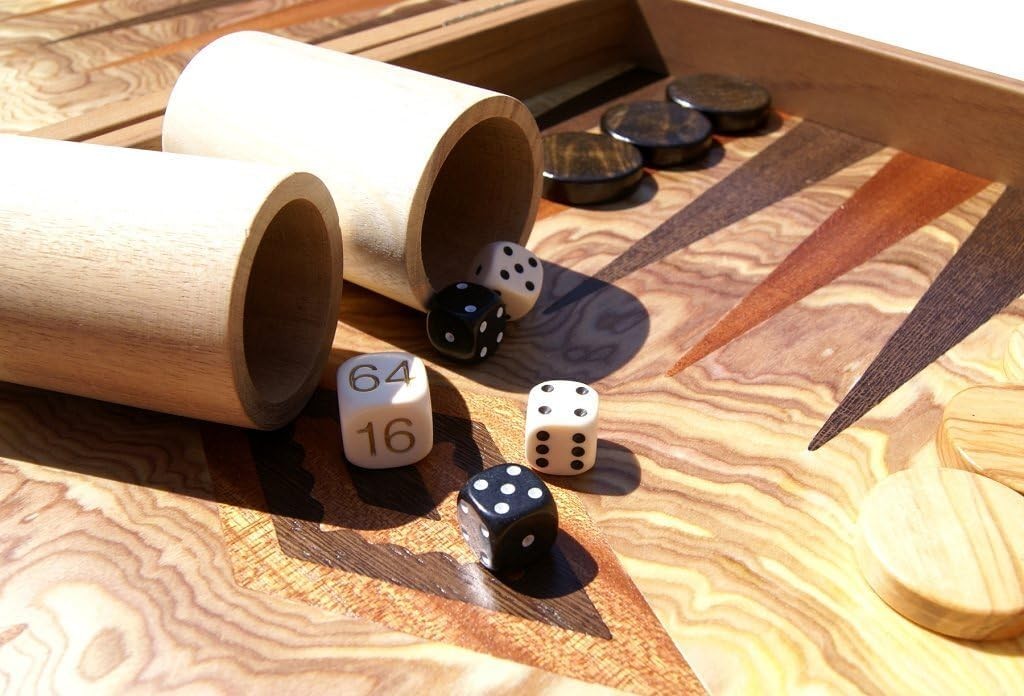 19” Luxury Olive Burl Backgammon Set Wooden Foldable Board Premium Game