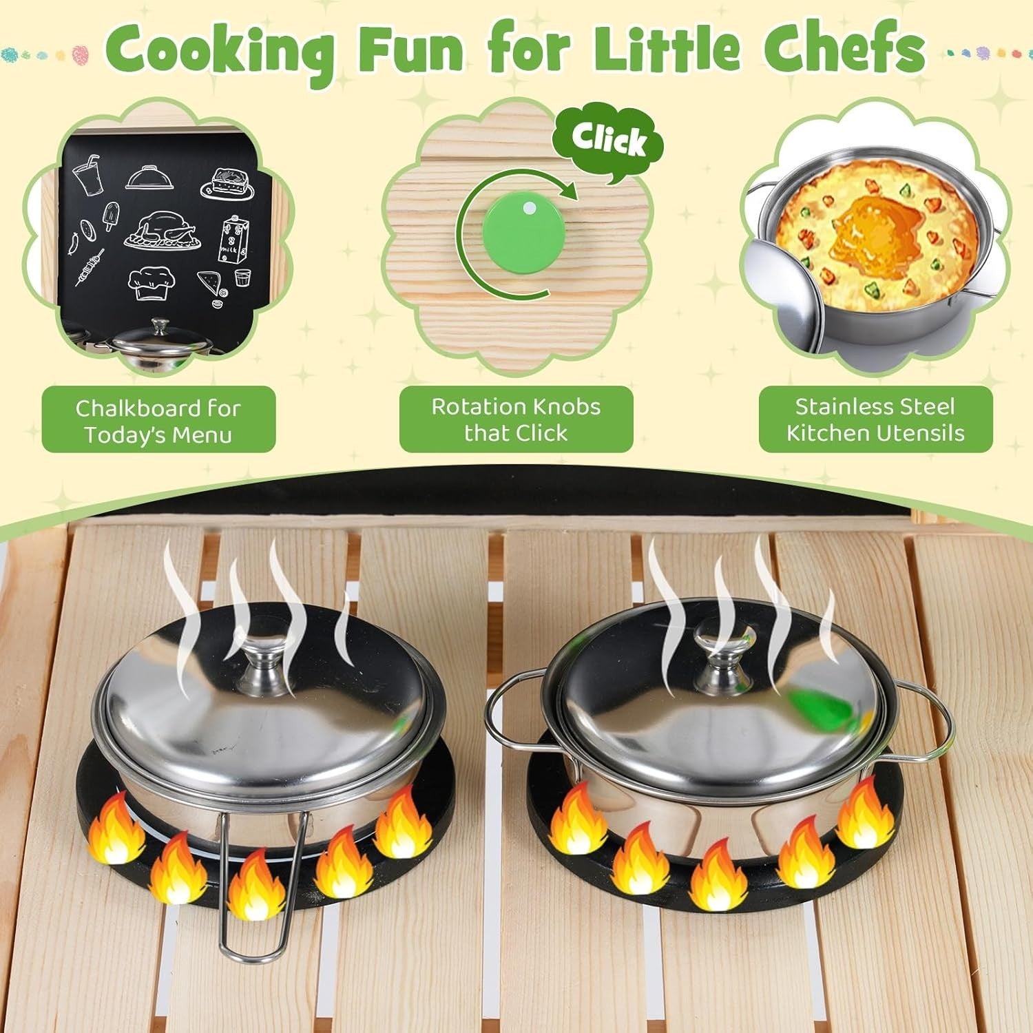 Outdoor Wooden Mud Kitchen Kids Playset Chalkboard Sink Flowerpots