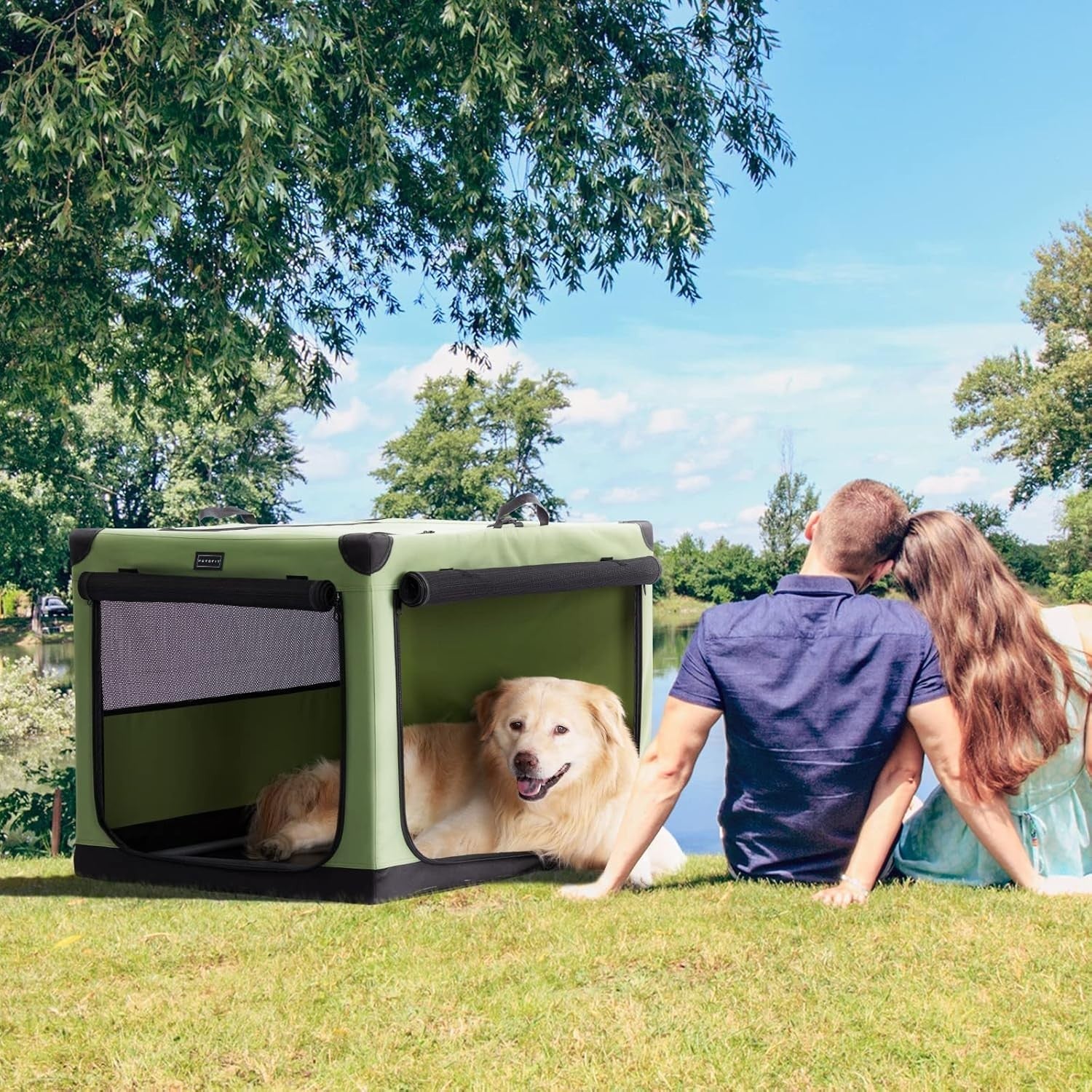 Collapsible Soft Dog Crate Portable Kennel Travel Cage for Medium Large Dogs
