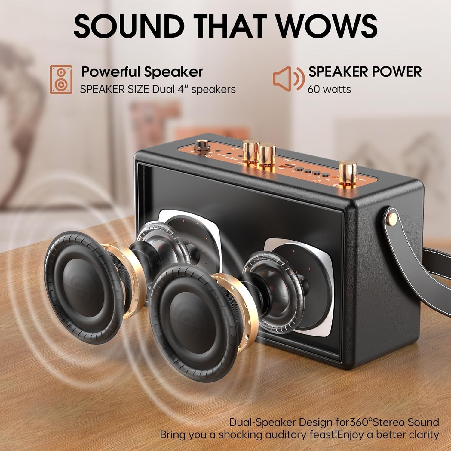 Portable Karaoke Machine Black 2 Wireless Mics Party Speaker
