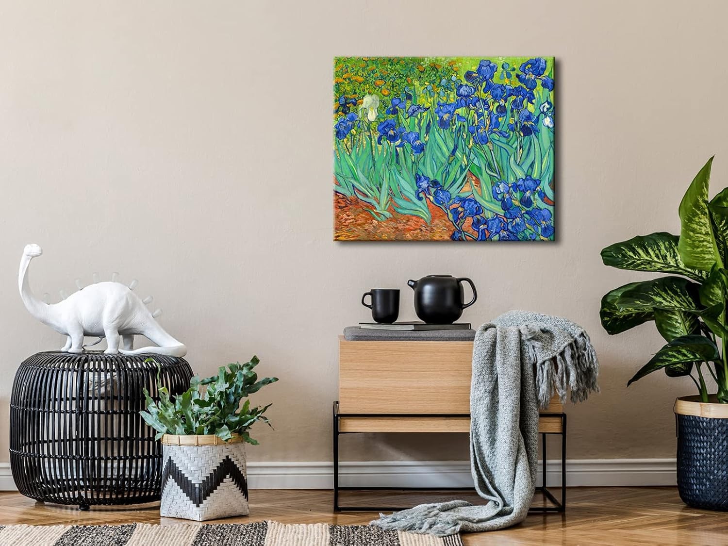 Large Irises Canvas Wall Art Blue Floral Giclee Print