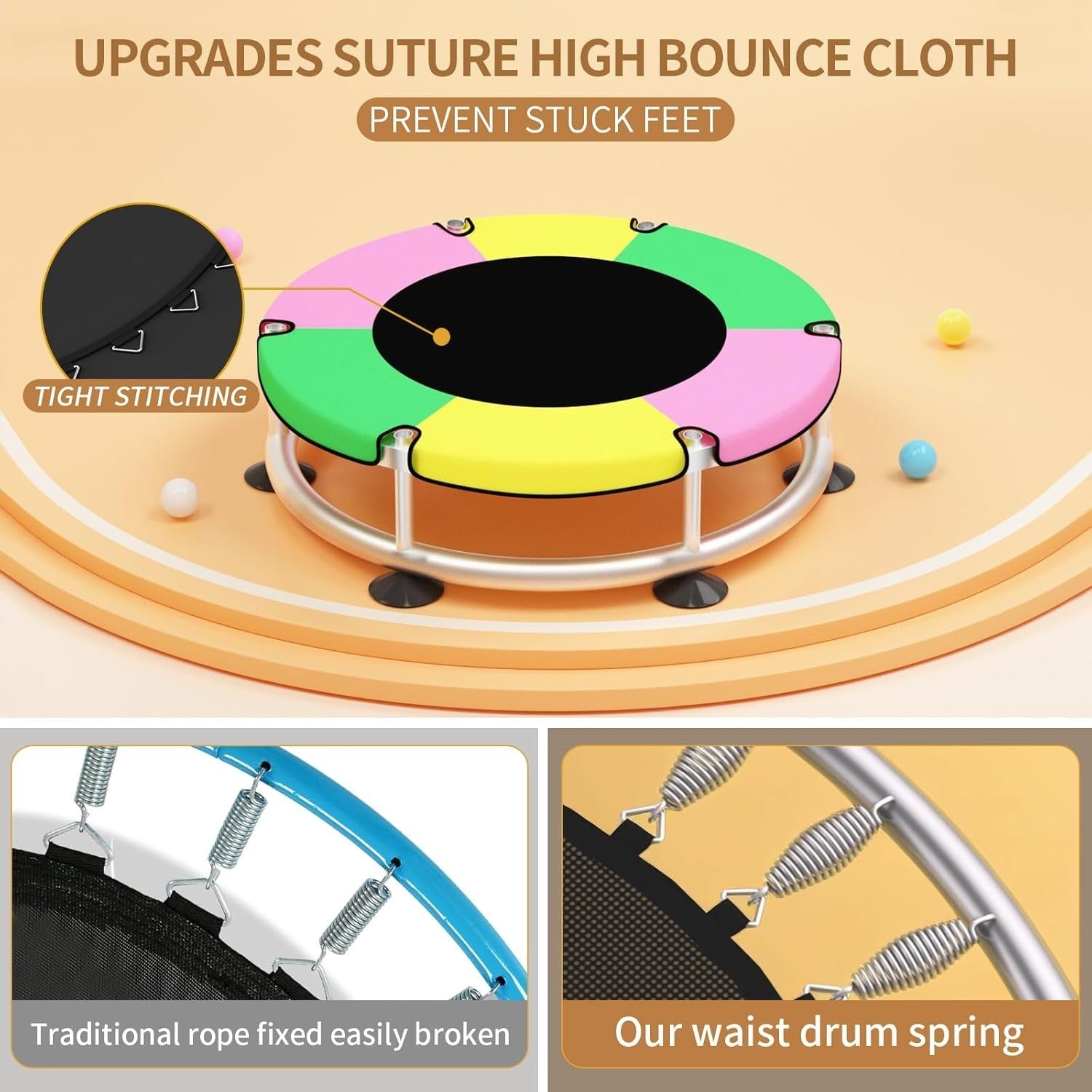 140cm Kids Trampoline with Enclosure Adjustable Gym Bar Toys 440LB