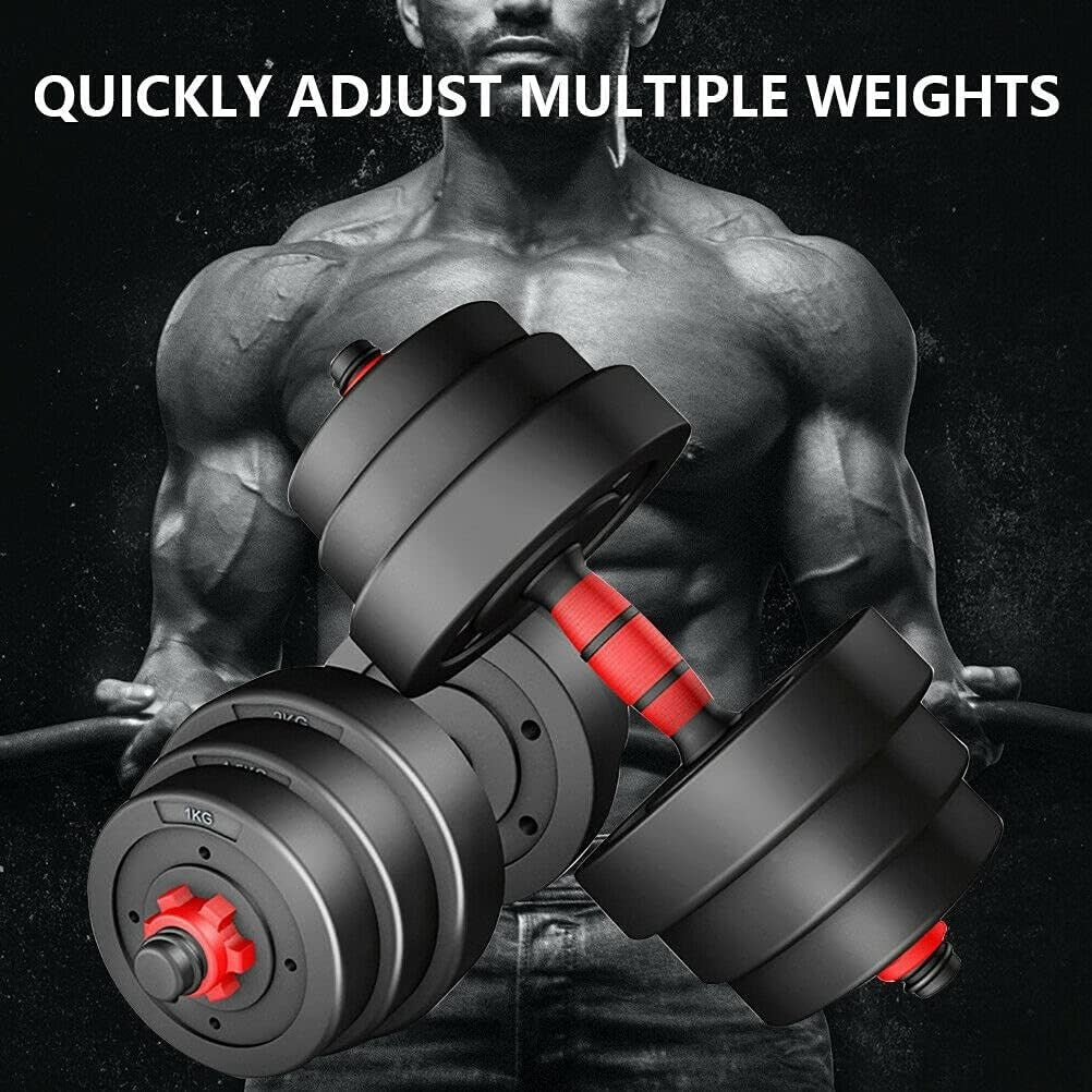 30KG Adjustable Dumbbell & Barbell Set Cast Iron Free Weights Home Gym