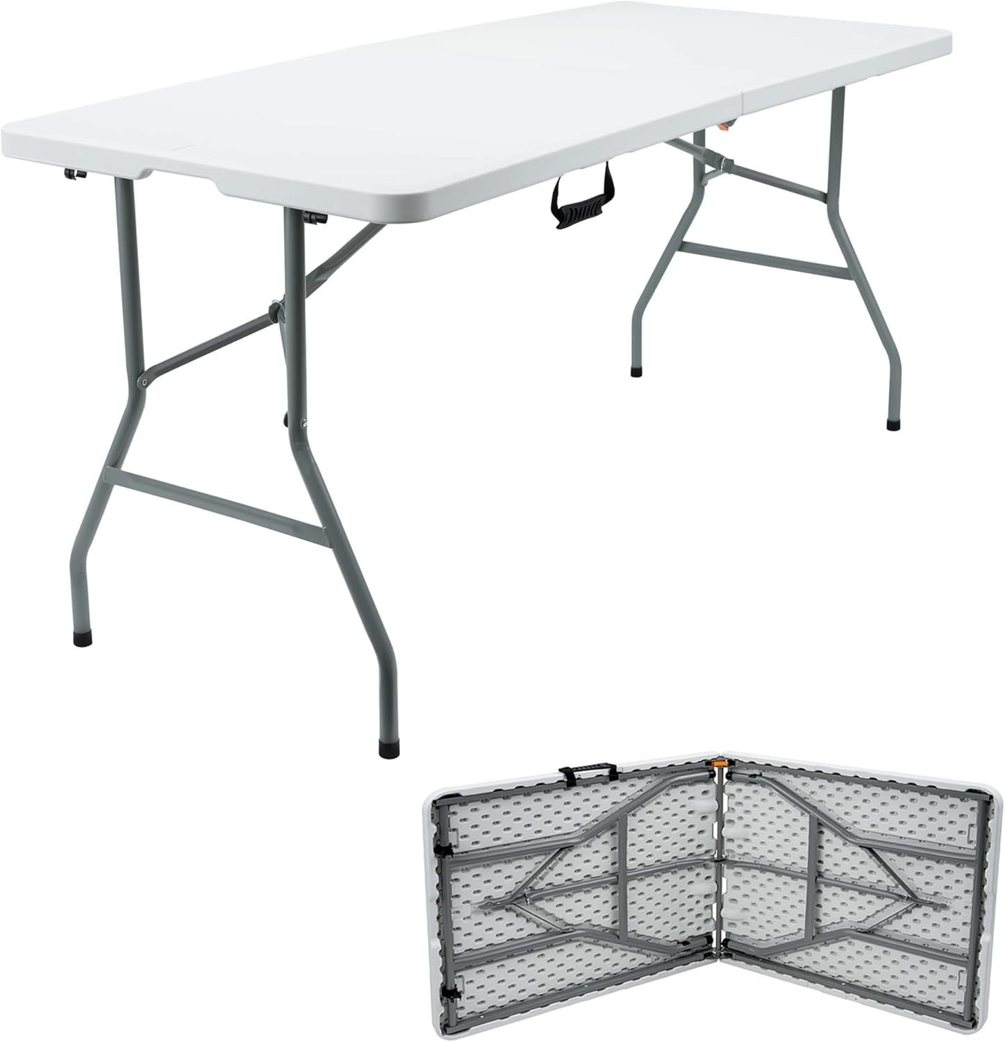 6ft Folding Trestle Table with 6 Chairs Heavy-Duty Indoor Outdoor Set