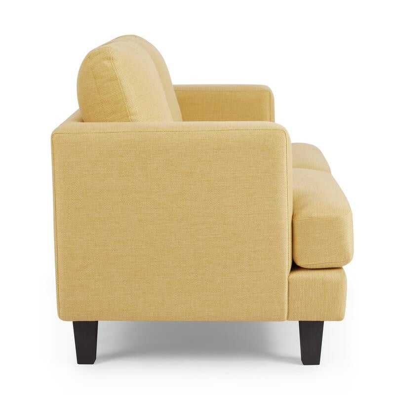 2 Seater Mustard Linen Sofa Couch Foam Cushions Small Living Room