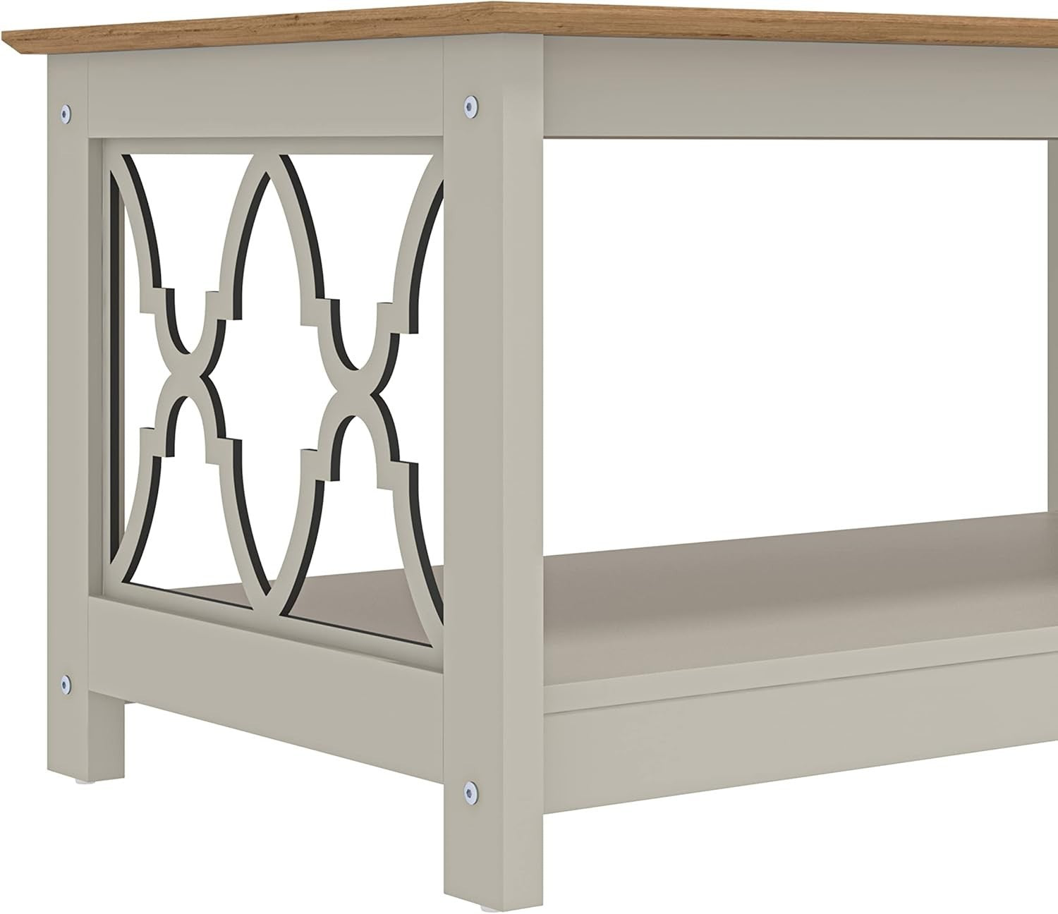Modern Storage Coffee Table with Shelf 90x50x44cm Light Grey Oak Finish