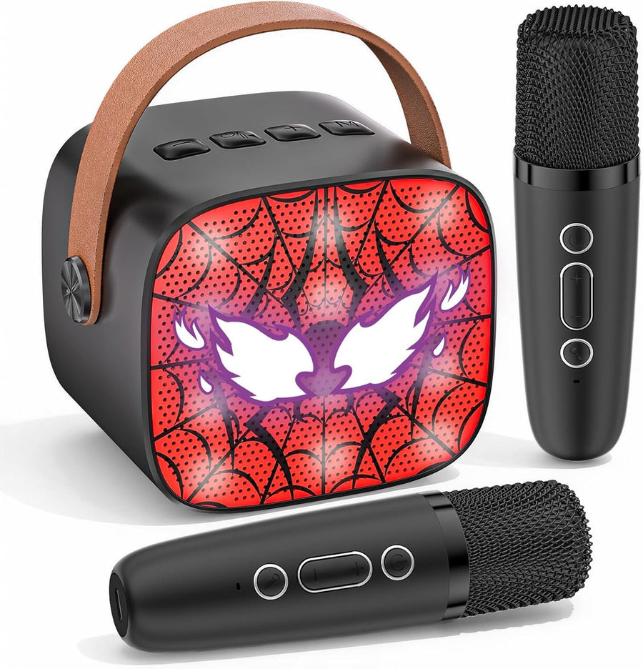 Blue Spider Karaoke Machine 2 Mics Bluetooth LED Voice Changer