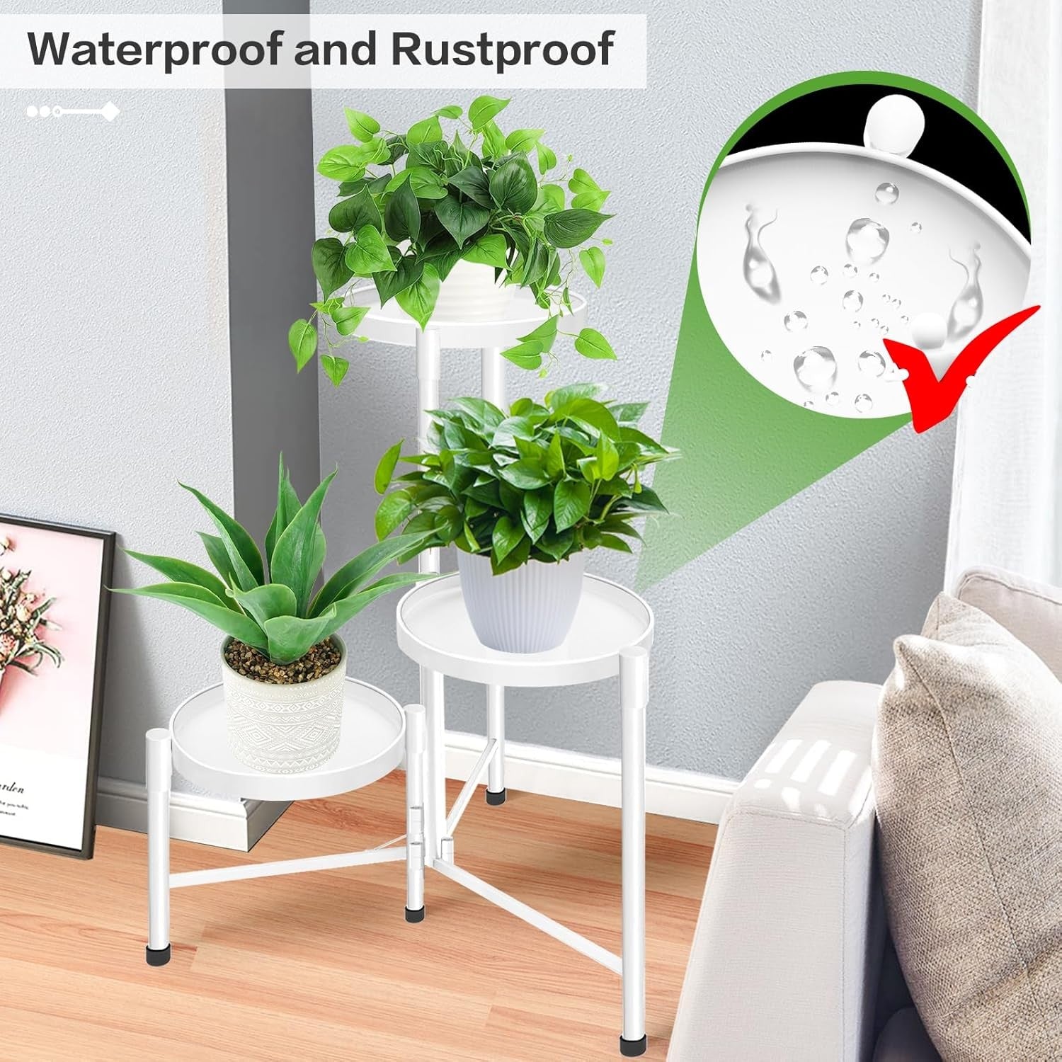 3 Tier White Metal Plant Stand Indoor Outdoor Corner  Rack Flower Pot Display