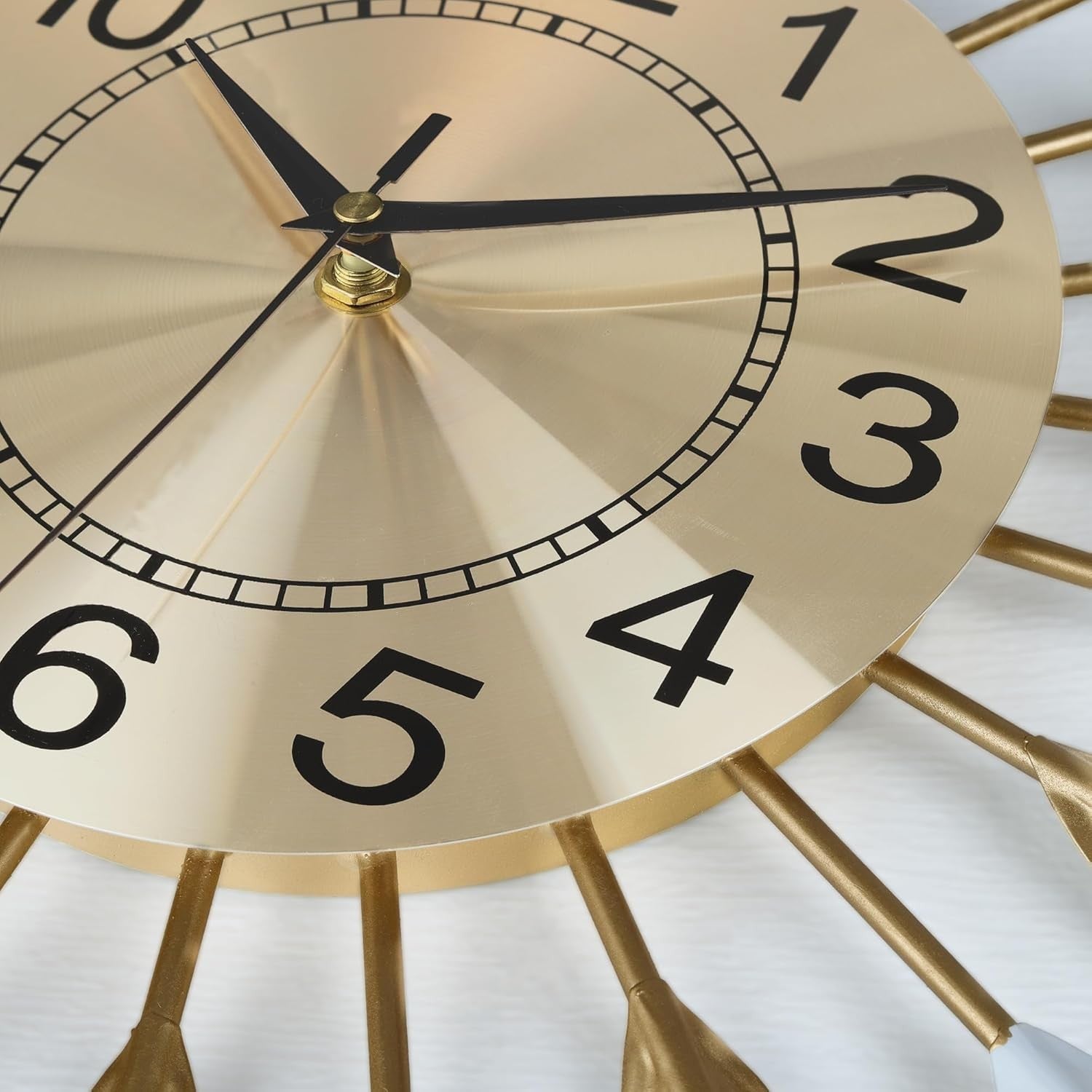56cm Large Sunburst Wall Clock Blue Gold Metal Modern Silent Decorative Art