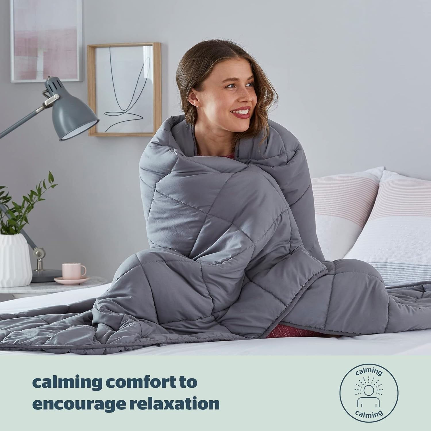Weighted Blanket Adult Grey 9kg 150x200cm Calming Heavy Sleep Aid