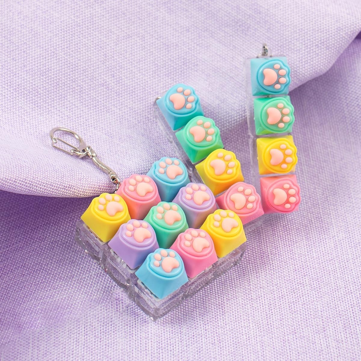 3pcs Colorful Keyboard Clicker Fidget Toy Stress Relief Keychain