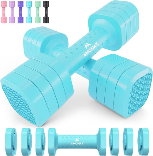 Blue Adjustable Dumbbell Pair 2–5lb 4-Level Quick Lock Non-Slip Home Weights