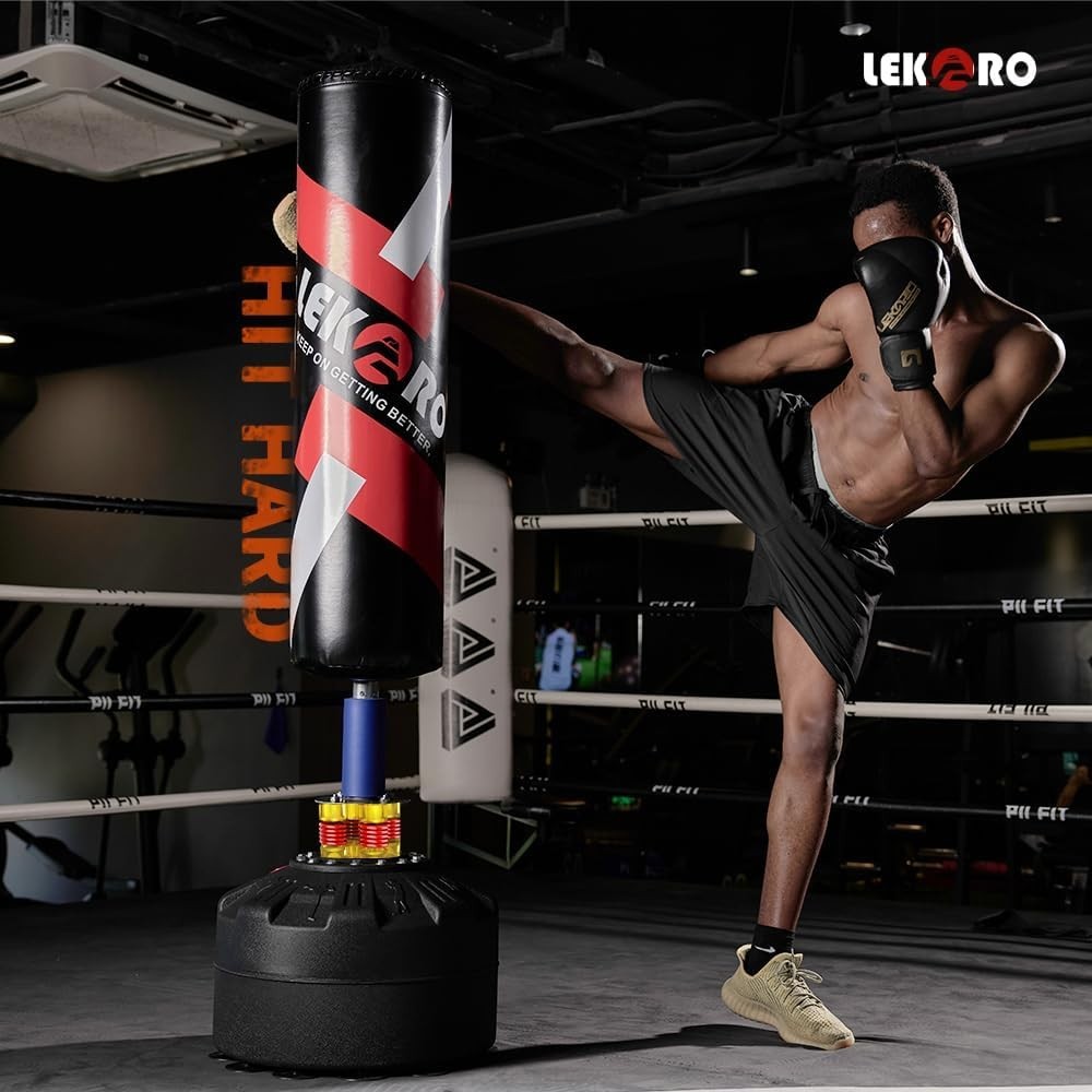 Standing Boxing Punch Bag With Gloves Heavy Duty MMA Kick Training