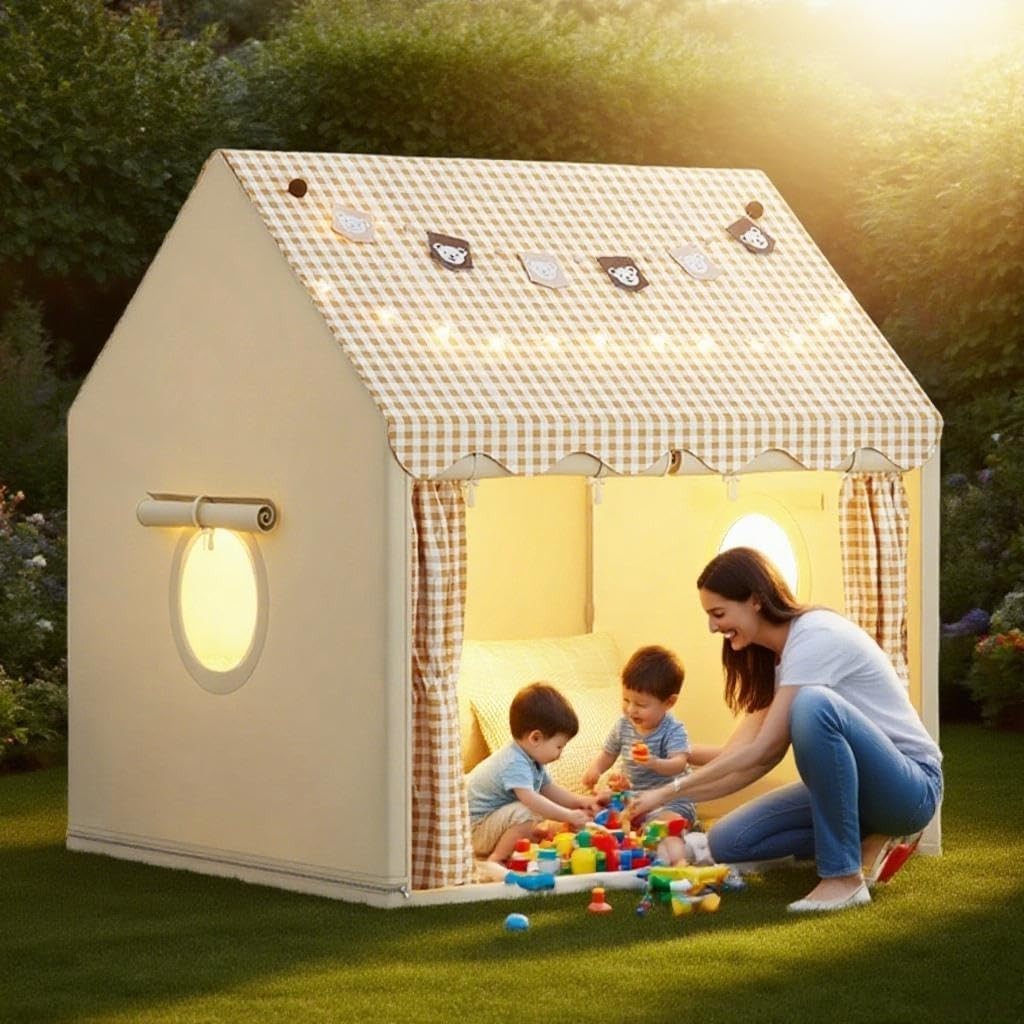 Kids Play Tent with Star Lights Indoor Outdoor Washable Teepee House