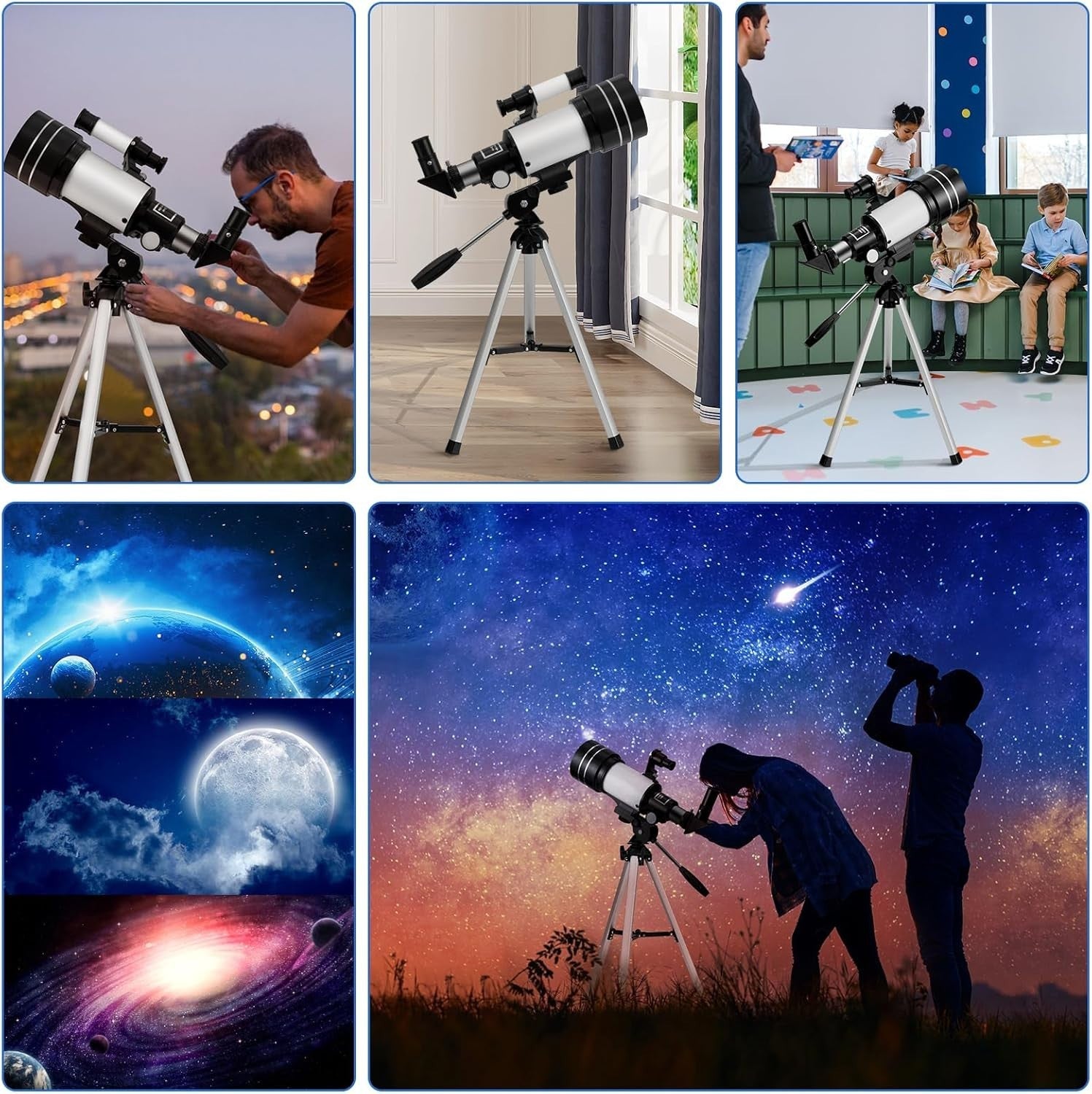 70mm Refractor Telescope for Adults and Kids, 15X to 150X with Tripod and Adapte