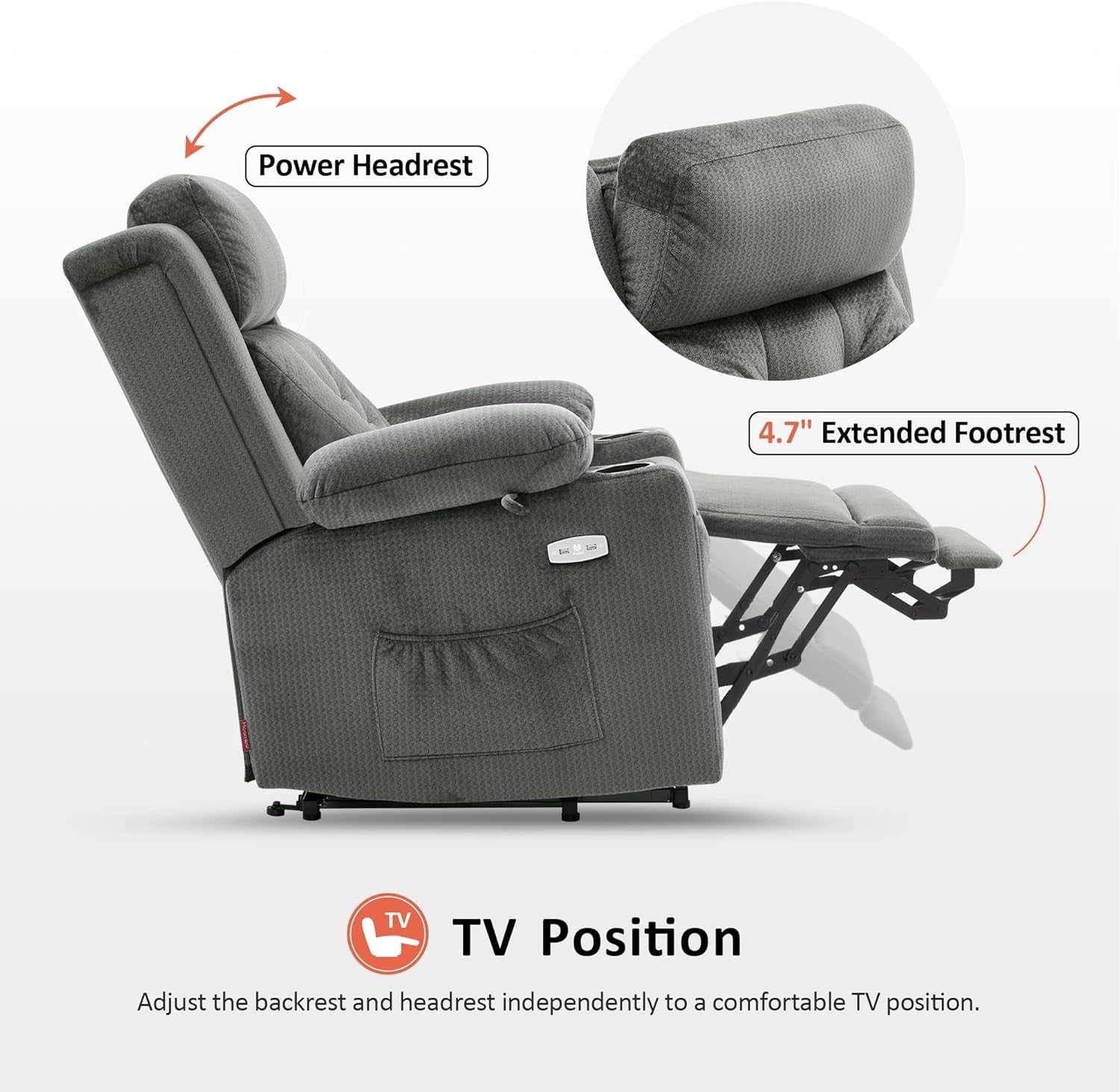 3 Motor Lift Recliner Chair Elderly Riser Heat Massage Adjustable Headrest Small