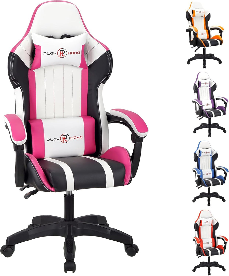 Ergonomic Gaming Chair Leather Swivel w/ Lumbar Support
