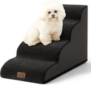 Dog Stairs 4 Step Foam Pet Ramp for Bed Sofa Leakproof Black