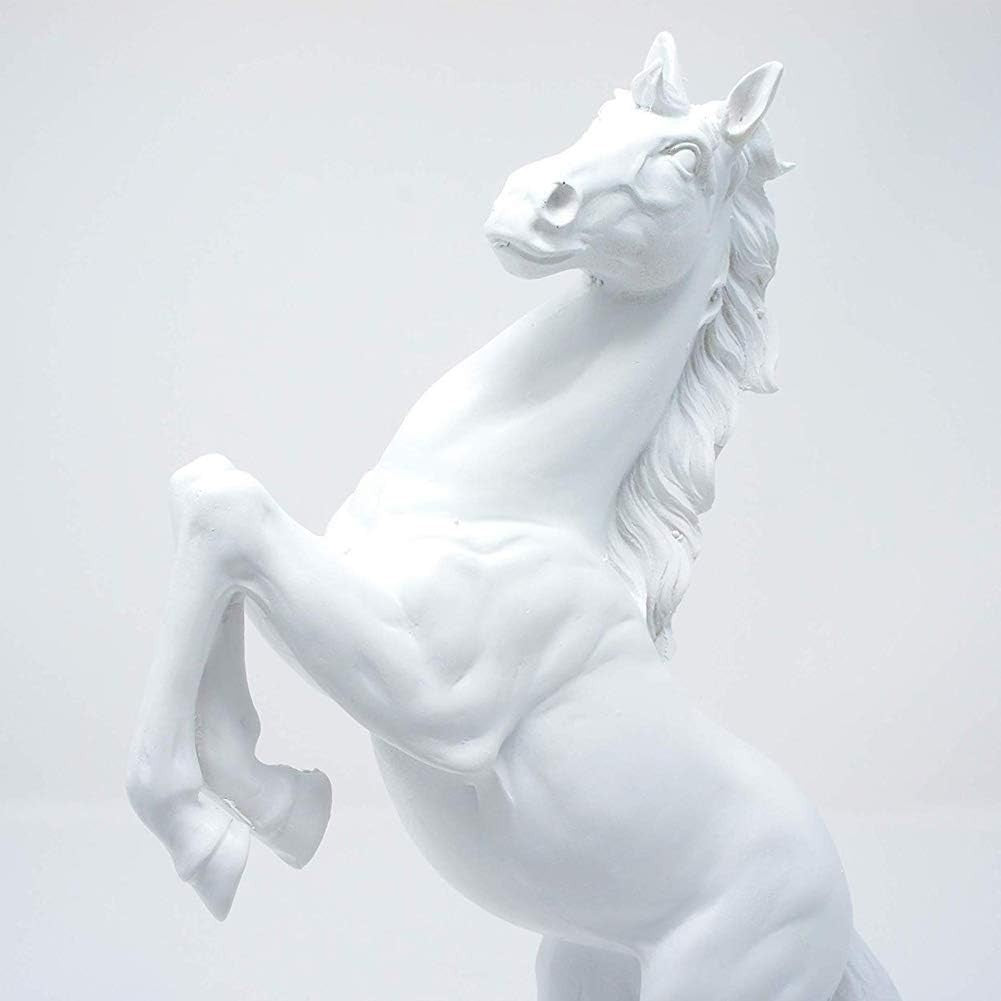 White Rearing Horse Statue 31cm Resin Ornament Elegant Home Office Art Decor