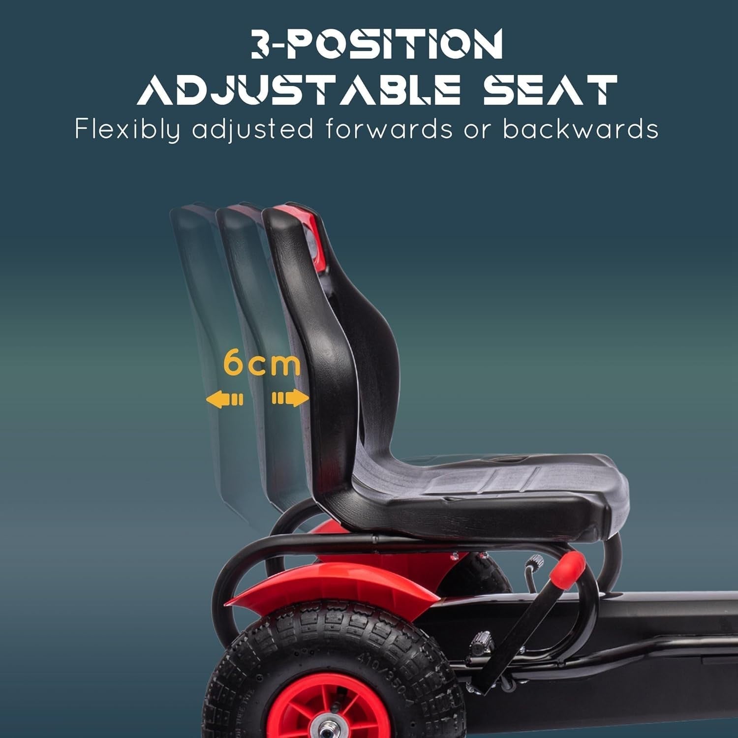 Kids Pedal Go Kart Ride On Racer Red Adjustable Seat Rubber Tyres 50kg