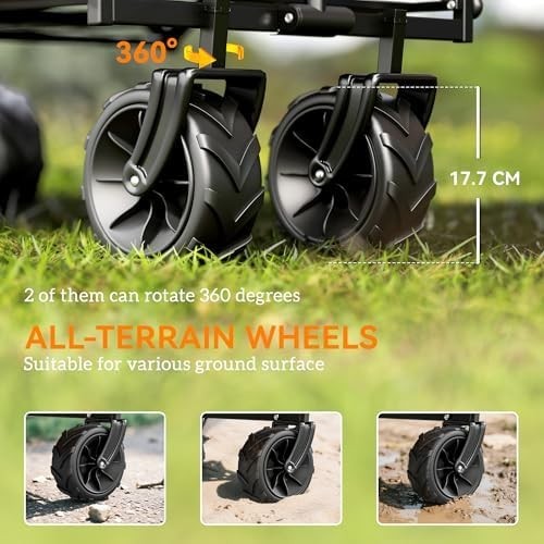 120L Folding Wagon Trolley Cart Canopy Adjustable Handles Outdoor