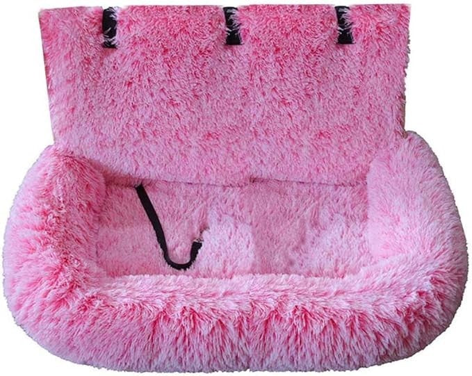 Extra Large Plush Dog Car Bed Travel Booster Seat Non Slip 110x60cm Pink
