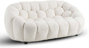 White Boucle 2 Seater Sofa Modern Tufted Teddy Fabric Couch for Living Room