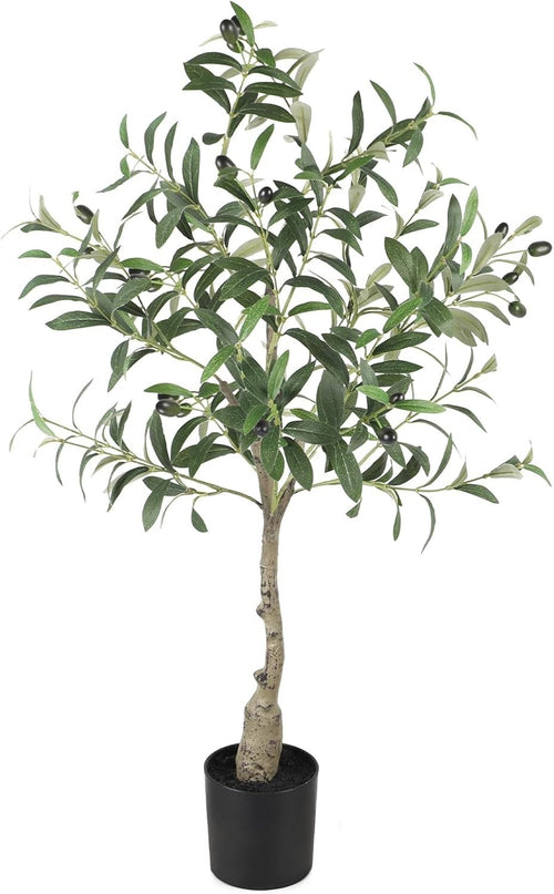 3ft Artificial Olive Tree Faux Plant Indoor Decor Realistic Leaves Natural Trunk