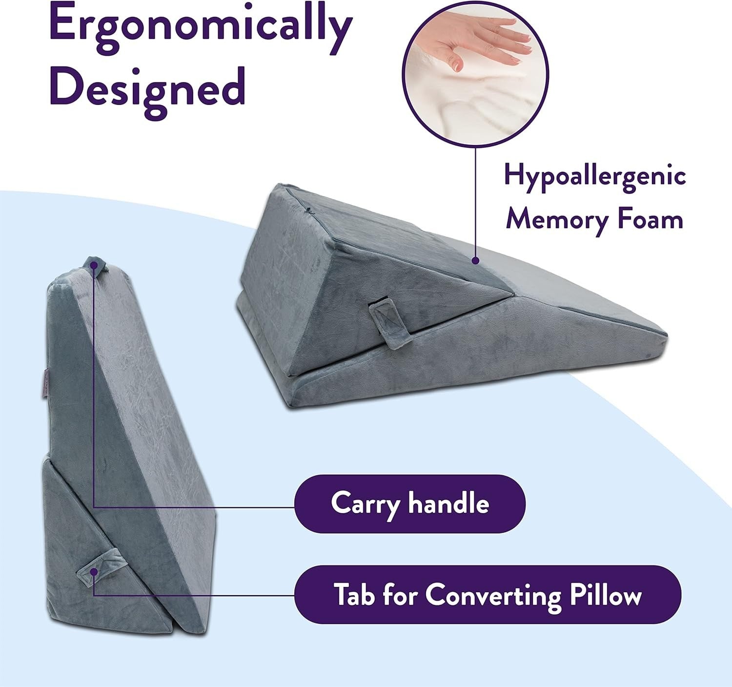 Orthopedic Bed Wedge Pillow 5-in-1 Memory Foam Adjustable Support