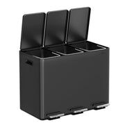 45L Triple Recycling Bin 3x15L Stainless Steel Pedal