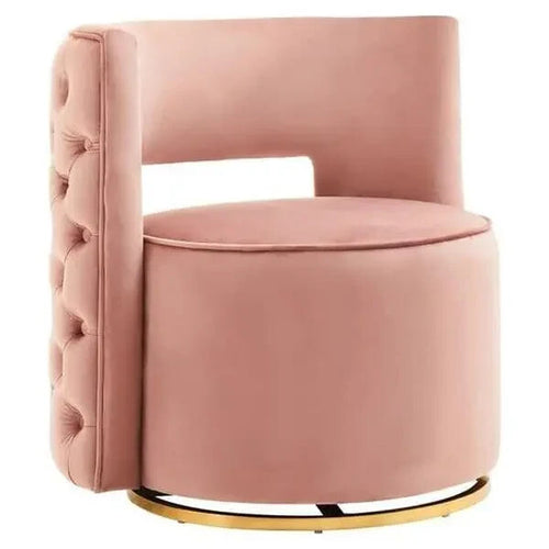 Pink Velvet Swivel Chair with Gold Base – Modern Accent Vanity Lounge Seat