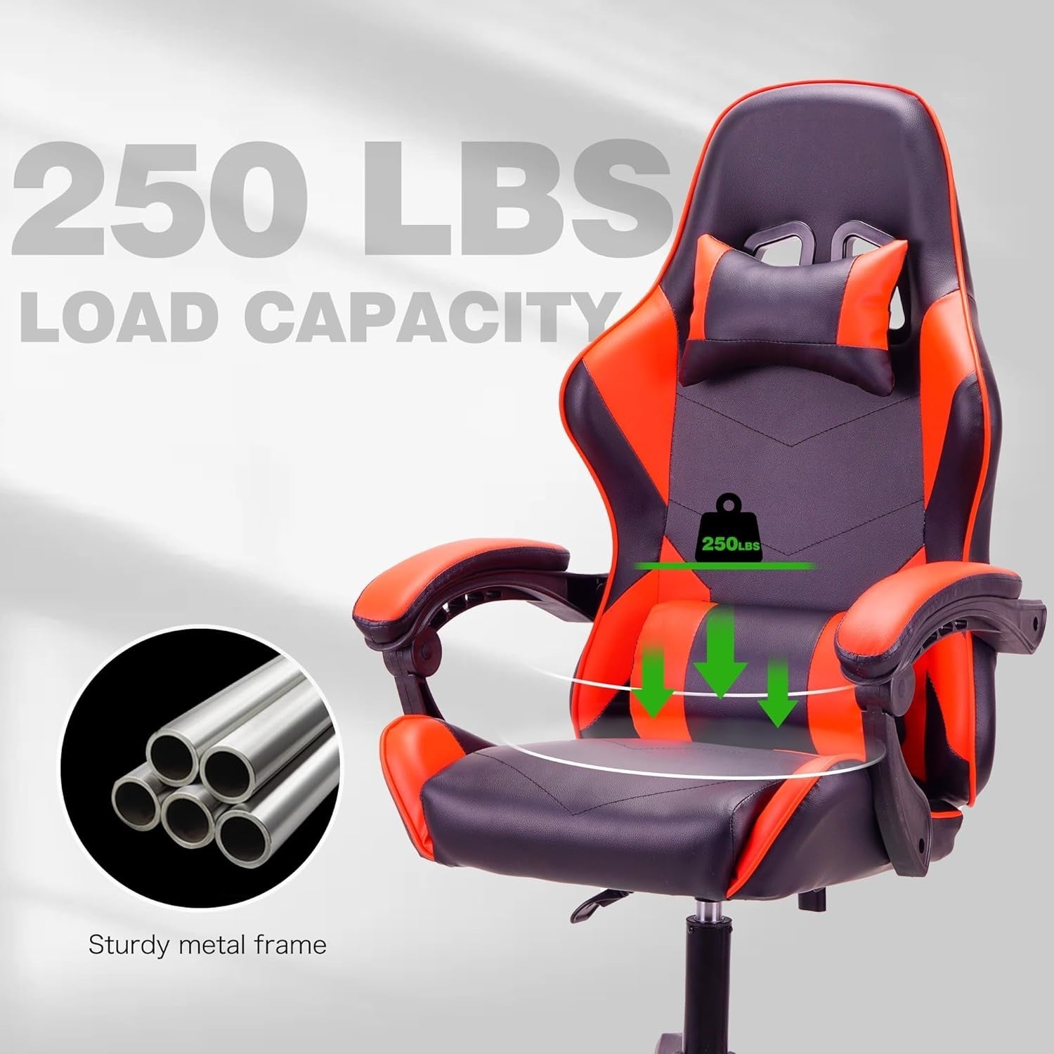Ergonomic Mesh Office Chair with Arm Rest Head Support Swivel Red 150kg Weight L