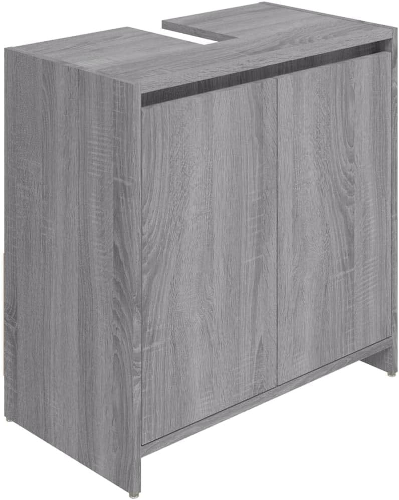 Grey Oak Bathroom Sink Cabinet – 2 Door Under Sink Storage Unit 60x61cm