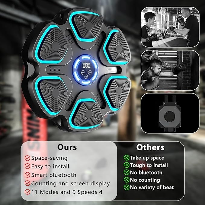 Music Boxing Machine Bluetooth LED Punch Trainer Wall Mount Home Gym Fitness