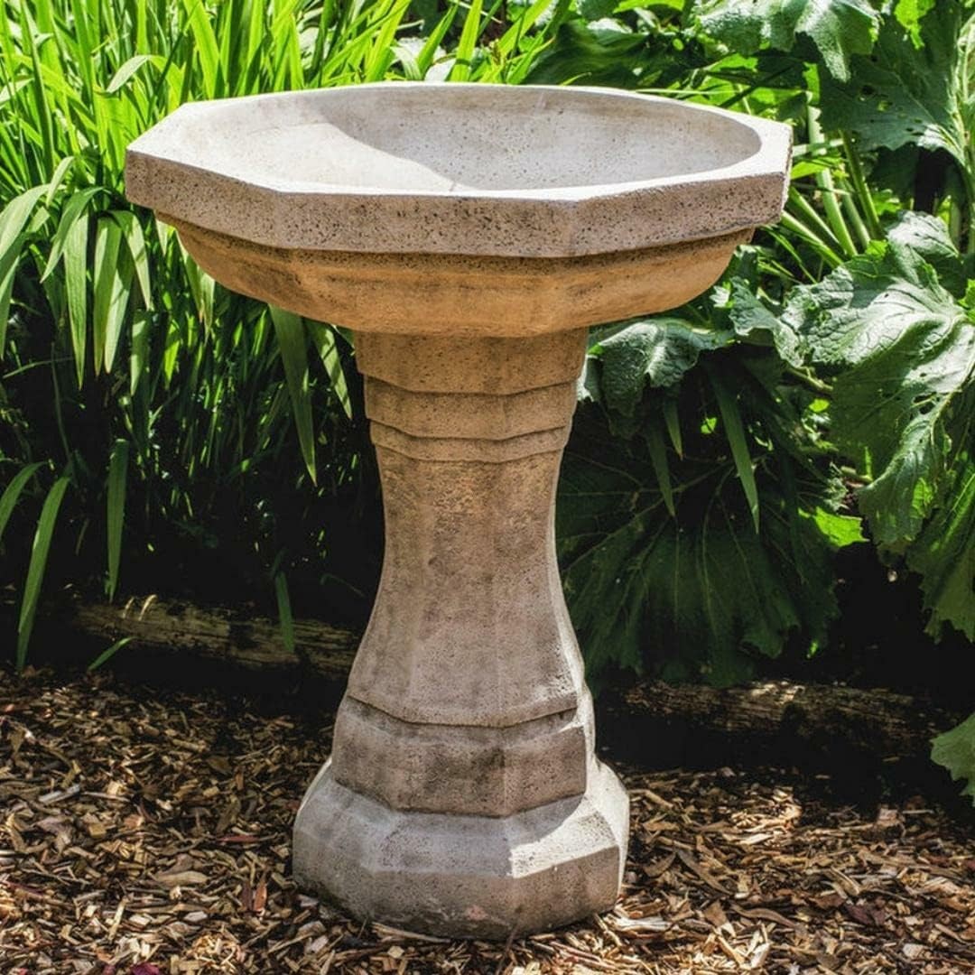 Large Stone Garden Bird Bath 58kg Octagonal Design | Frost Resistant Hand Finish