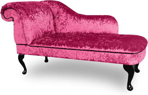 Boysenberry Pink Velvet Chaise Lounge Left Hand – Handmade Stylish Seat